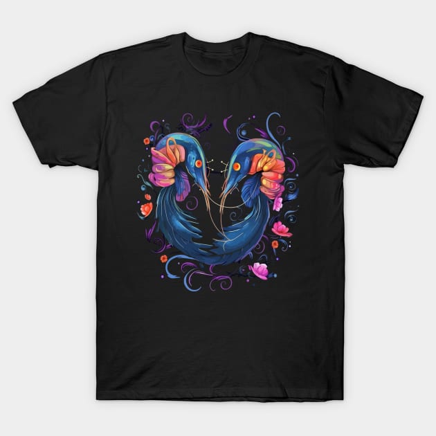 Blue Shrimp Valentine Day T-Shirt by JH Mart